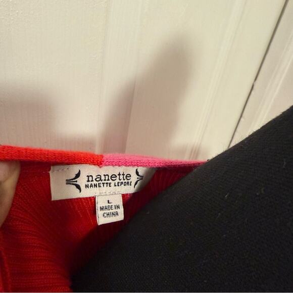 Nanette Lepore Color Block Red and Pink Sweater Dress - Picture 9 of 10